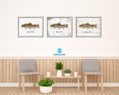 Rainbow Trout Fish Framed Prints Modern Restaurant Sushi Bar Watercolor Wall Art Decor