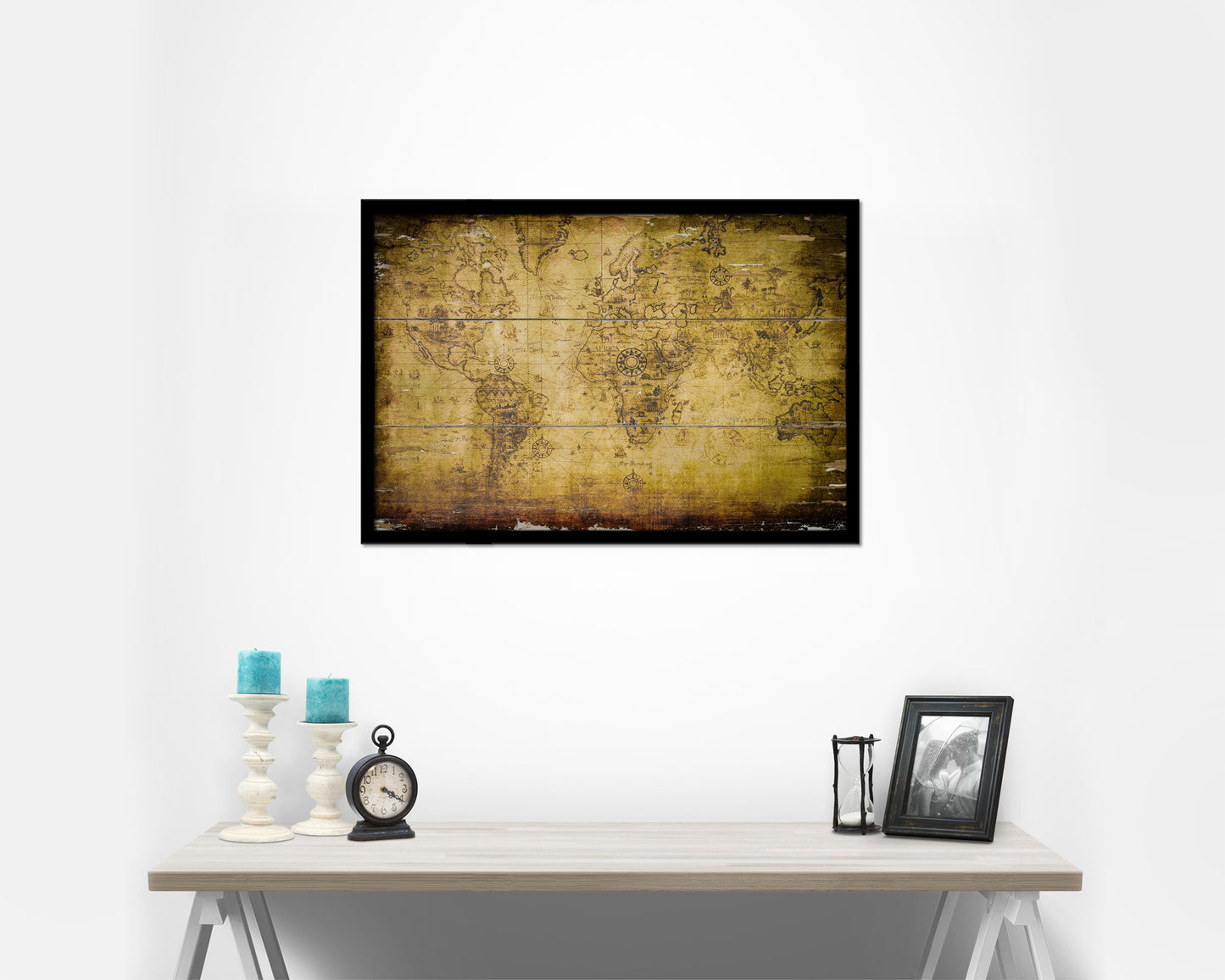 World Antique Map Framed Print Art Wall Decor Gifts