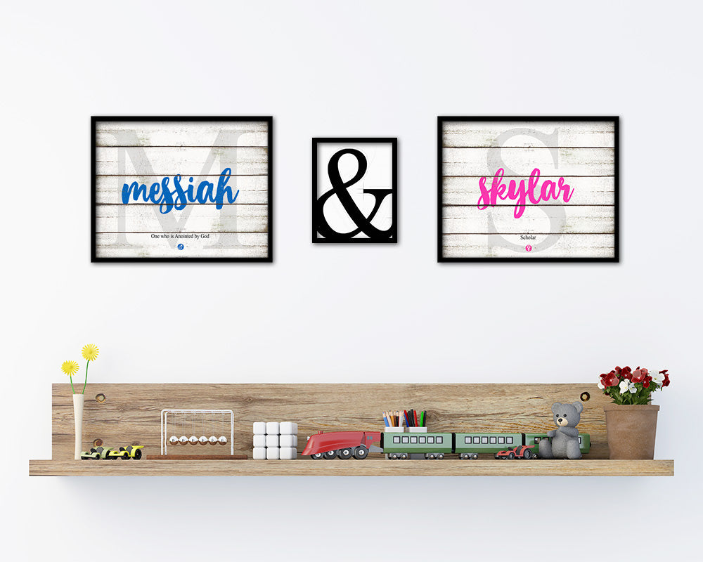Messiah Personalized Biblical Name Plate Art Framed Print Kids Baby Room Wall Decor Gifts