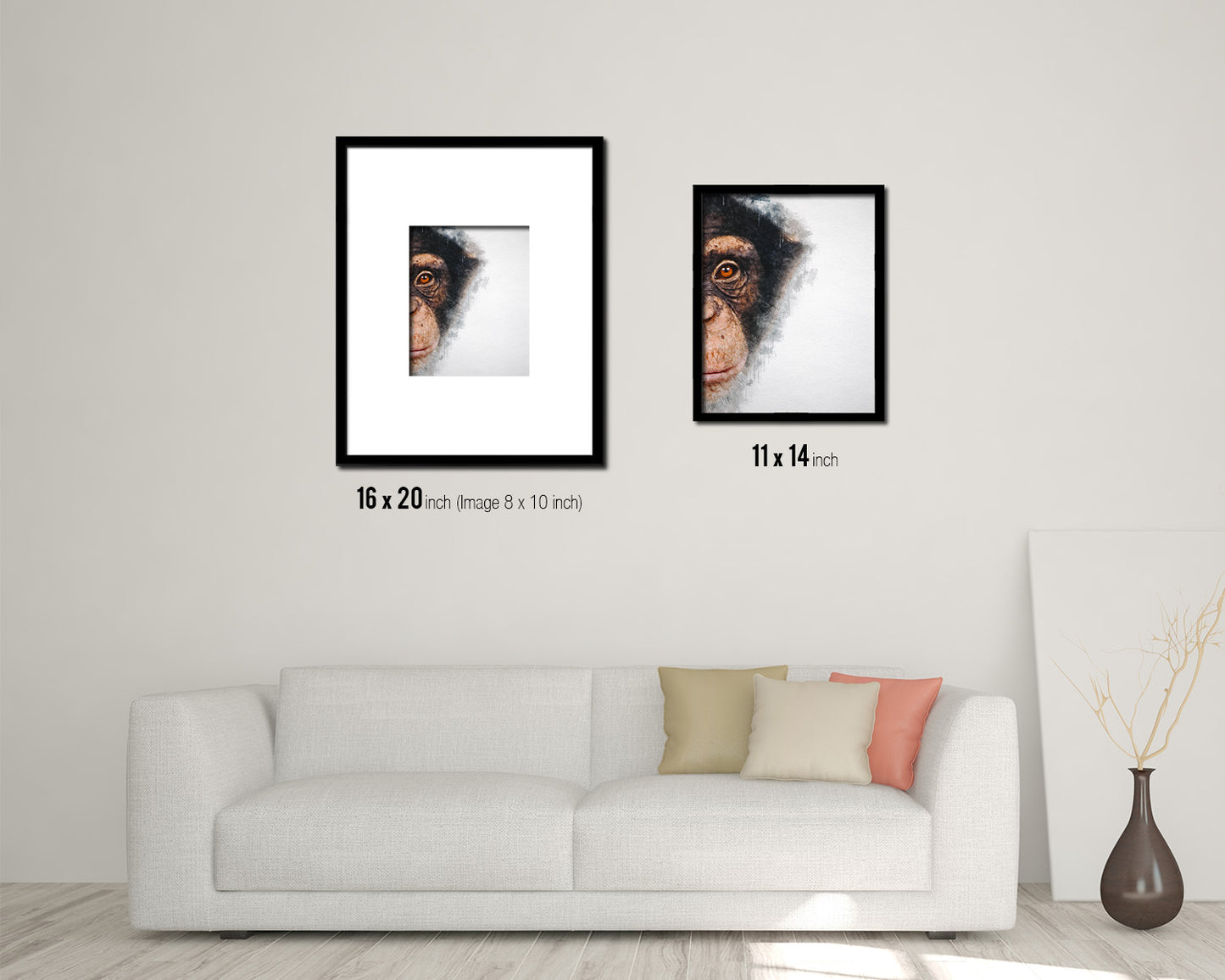 Chimpanzee Animal Painting Print Framed Art Home Wall Decor Gifts