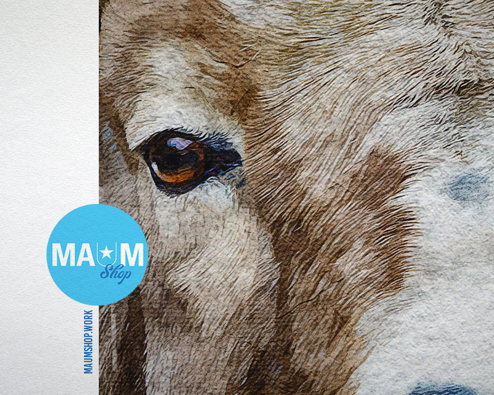Sheep Ram Big Horn Animal Painting Print Framed Art Home Wall Decor Gifts