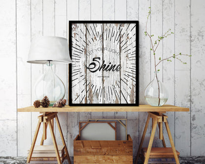 Let your light shine, Matthew 5:16 Quote Framed Print Home Decor Wall Art Gifts