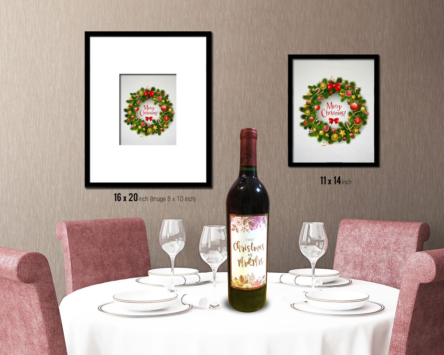 Christmas Wreath Holiday Season Gifts Wood Framed Print Home Decor Wall Art