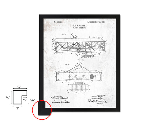 Flying Machine Airplane Vintage Patent Artwork Black Frame Print Wall Art Decor Gifts