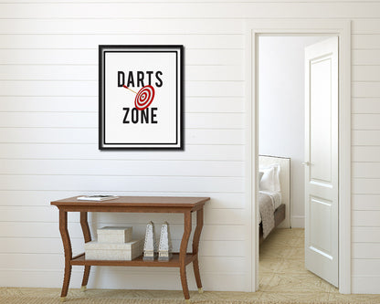 Darts Zone Notice Danger Sign Framed Print Home Decor Wall Art Gifts
