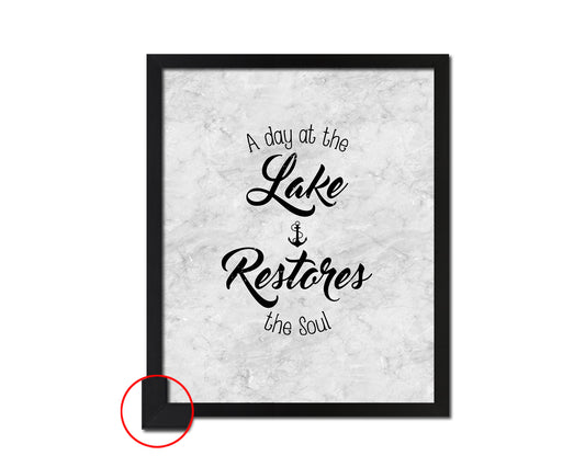 A day at the lake restores the soul Quote Framed Print Wall Art Decor Gifts
