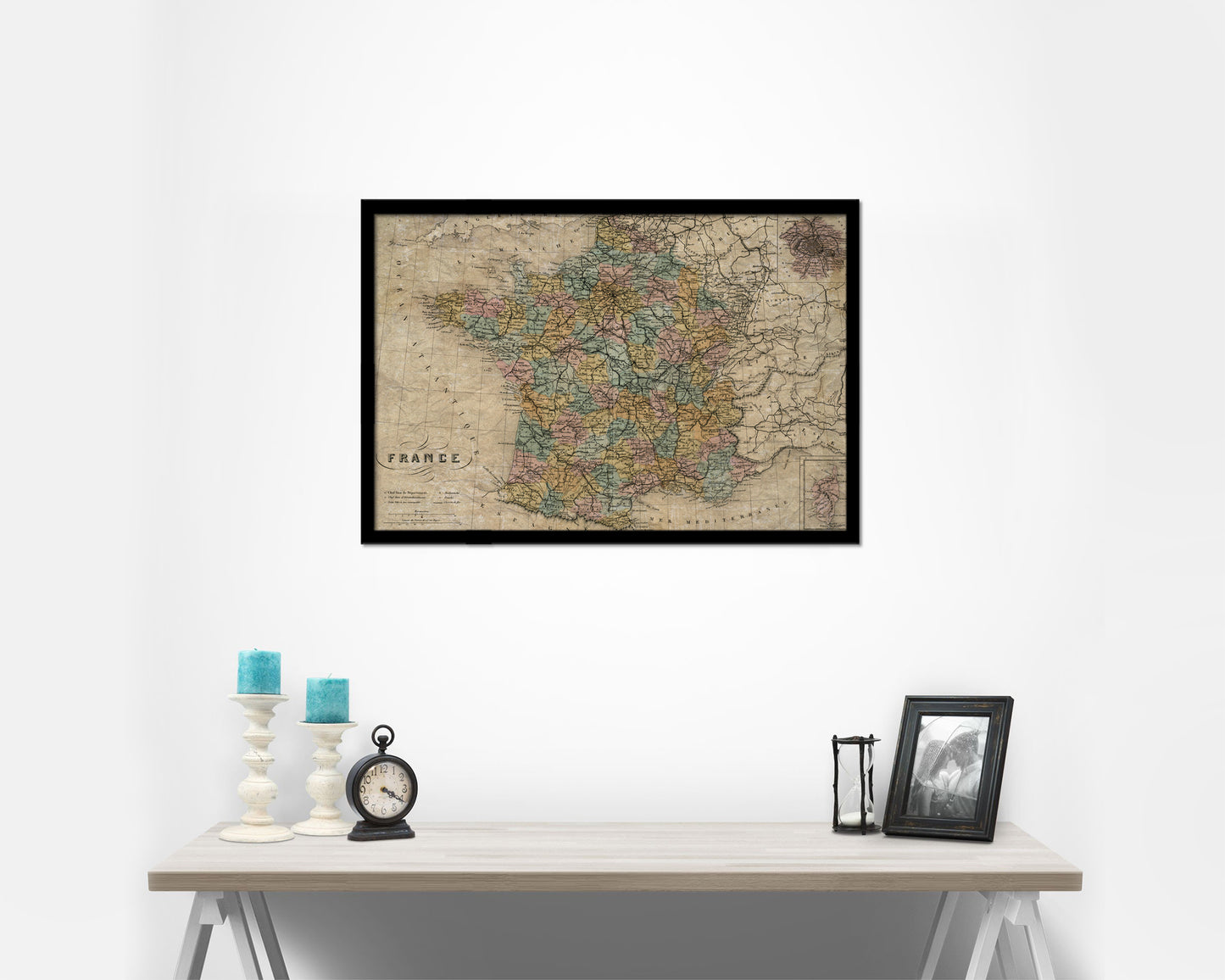 France and Paris Historical Map Framed Print Art Wall Decor Gifts
