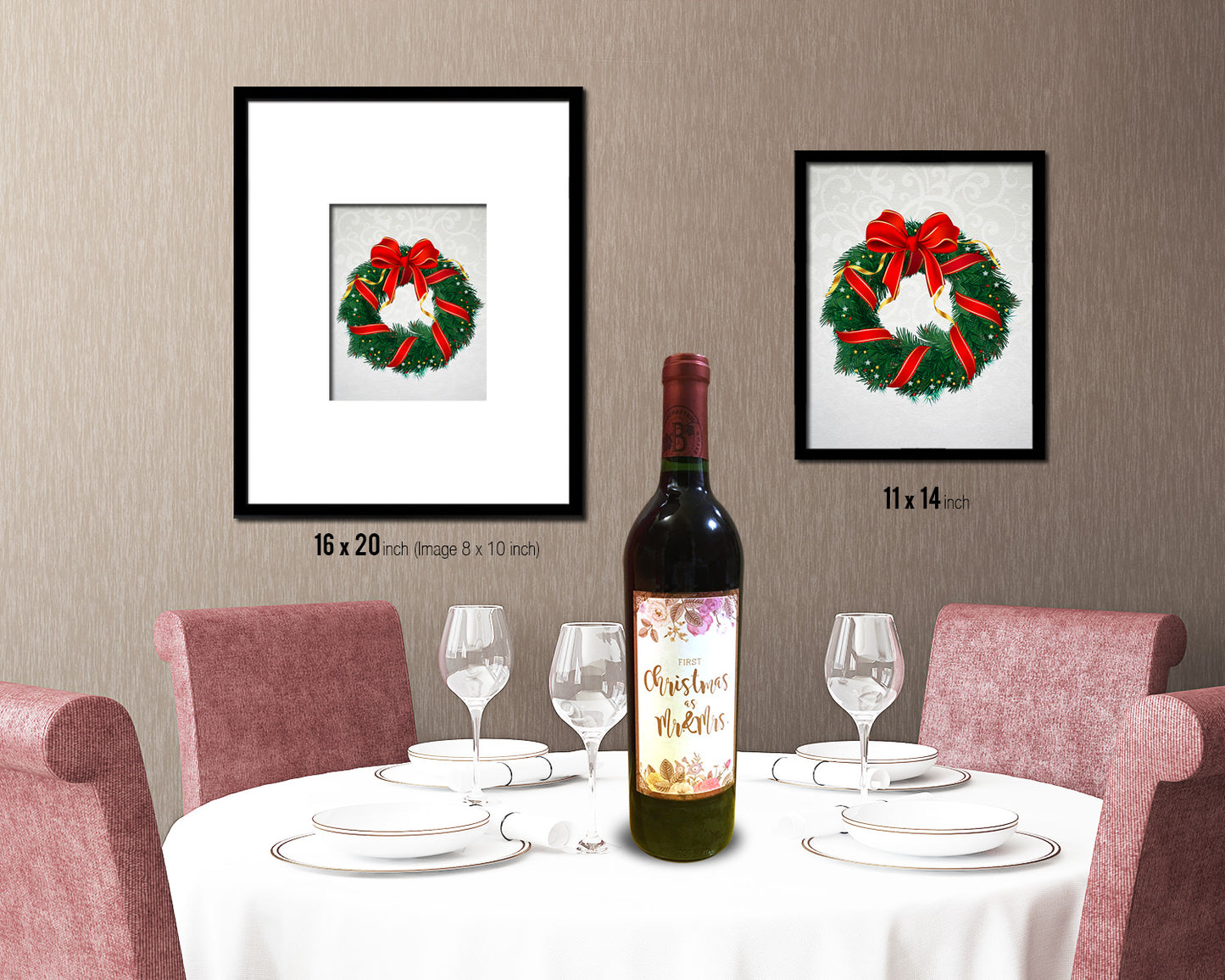 Christmas Wreath Holiday Season Gifts Wood Framed Print Home Decor Wall Art