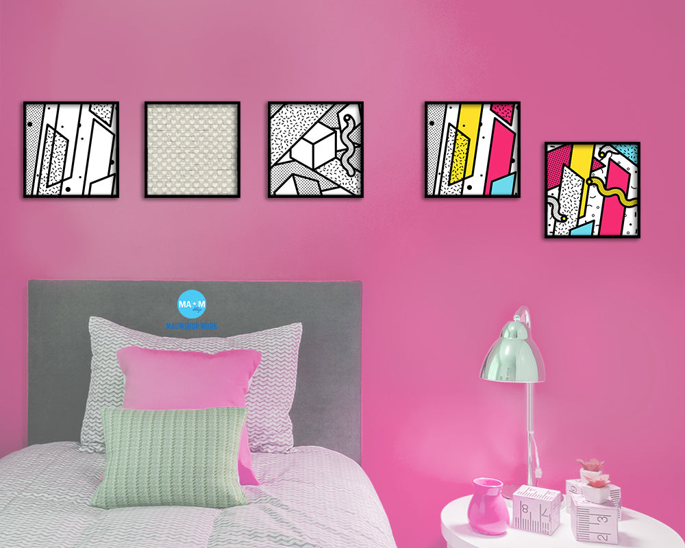 Geometric Abstract Artwork Wood Frame Gifts Modern Wall Decor Art Prints