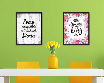 Every Empty Bottle Is Filled With Stories Quote Framed Artwork Print Wall Decor Art Gifts
