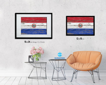 Paraguay Country Wood Rustic National Flag Wood Framed Print Wall Art Decor Gifts