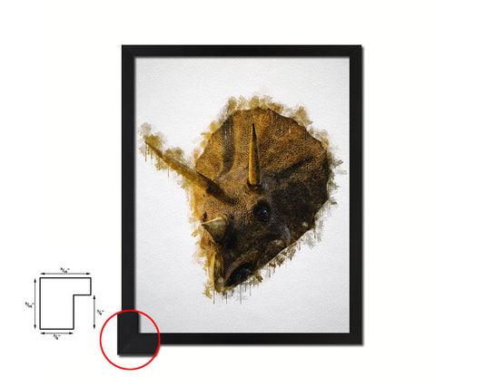 Triceratops Animal Painting Print Framed Art Home Wall Decor Gifts