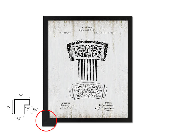 High Back Comb Barbershop Vintage Patent Artwork Black Frame Print Wall Art Decor Gifts