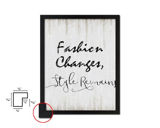 Fashion changes style remains Quote Wood Framed Print Wall Decor Art