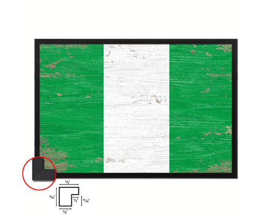 Nigeria Shabby Chic Country Flag Wood Framed Print Wall Art Decor Gifts