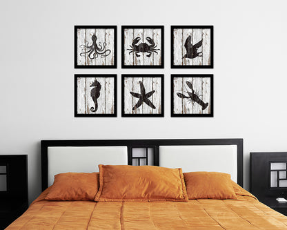 Wheel Nautical Wood Framed Gifts Ocean Beach Fishing Home Decor Wall Art Prints