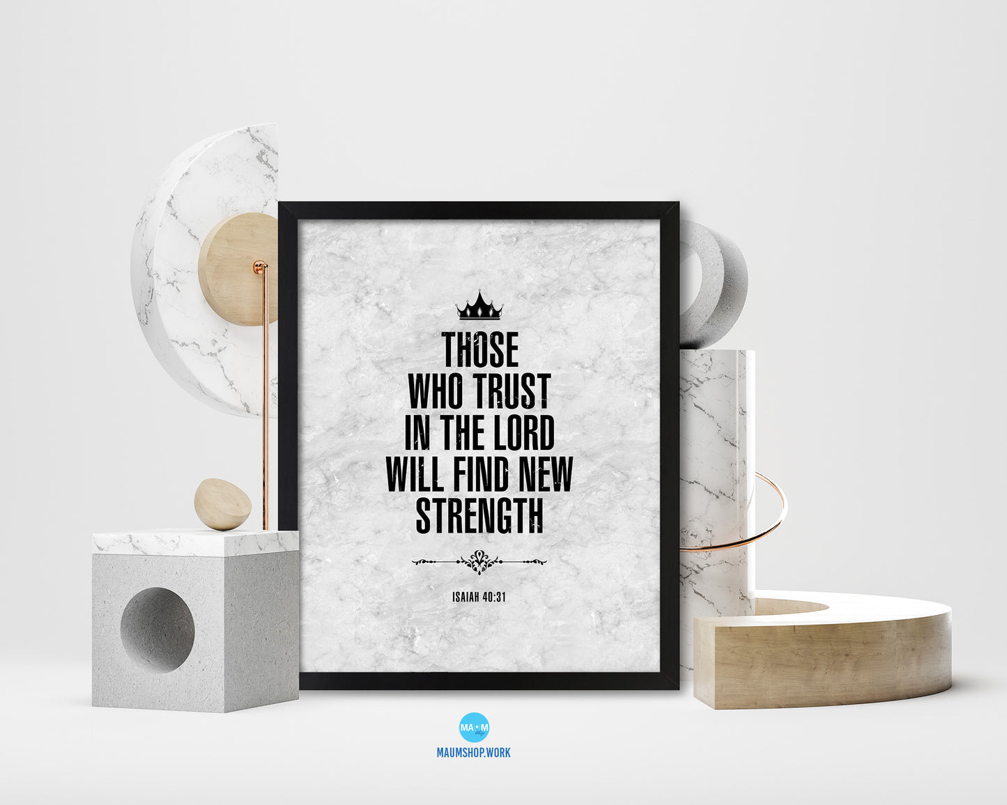 Those who trust in the Lord will find new strength, Isaiah 40:31 Bible Scripture Verse Framed Art