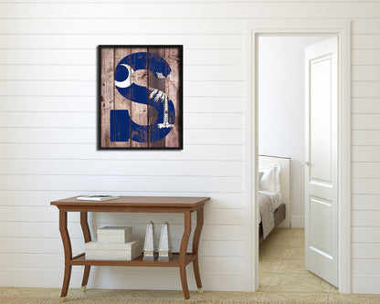 South Carolina State Initial Flag Wood Framed Paper Print Decor Wall Art Gifts, Wood