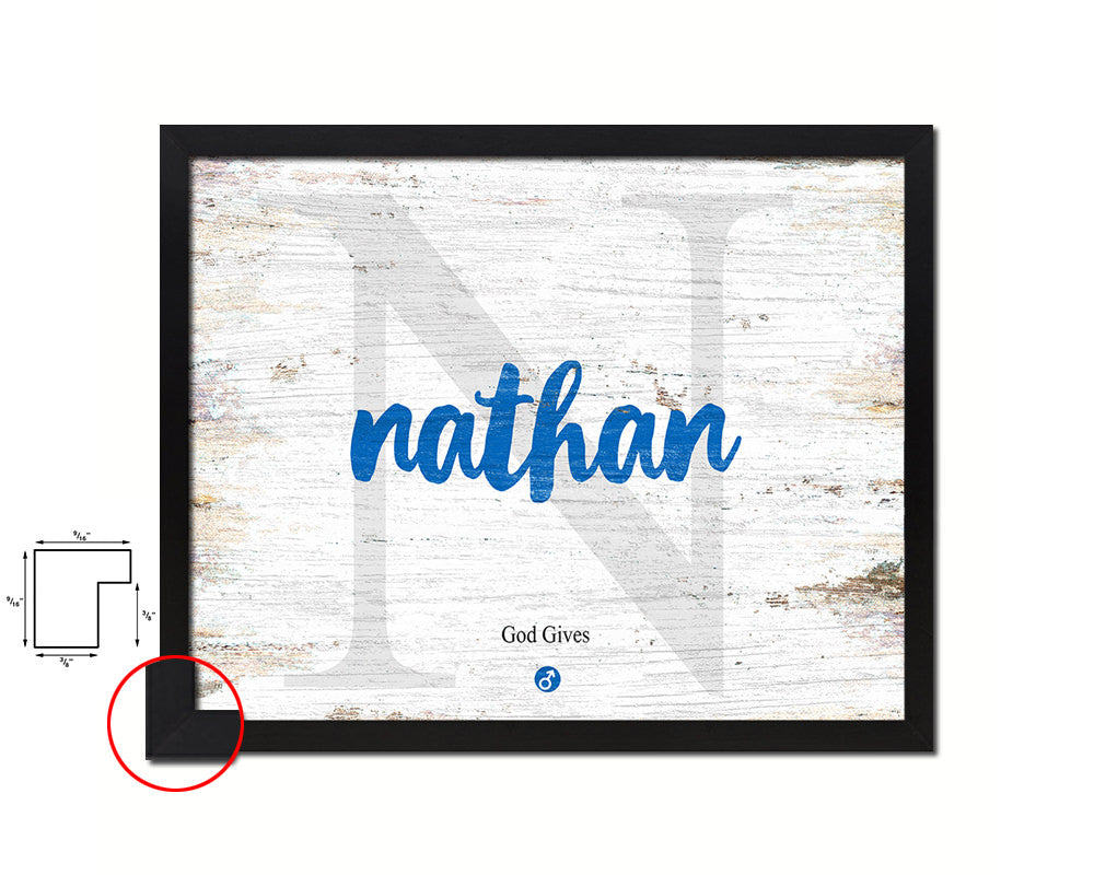 Nathan Personalized Biblical Name Plate Art Framed Print Kids Baby Room Wall Decor Gifts