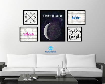 Waning Crescent Lunar Phases Length of Year Moon Watercolor Nursery Framed Prints Wall Art Gift