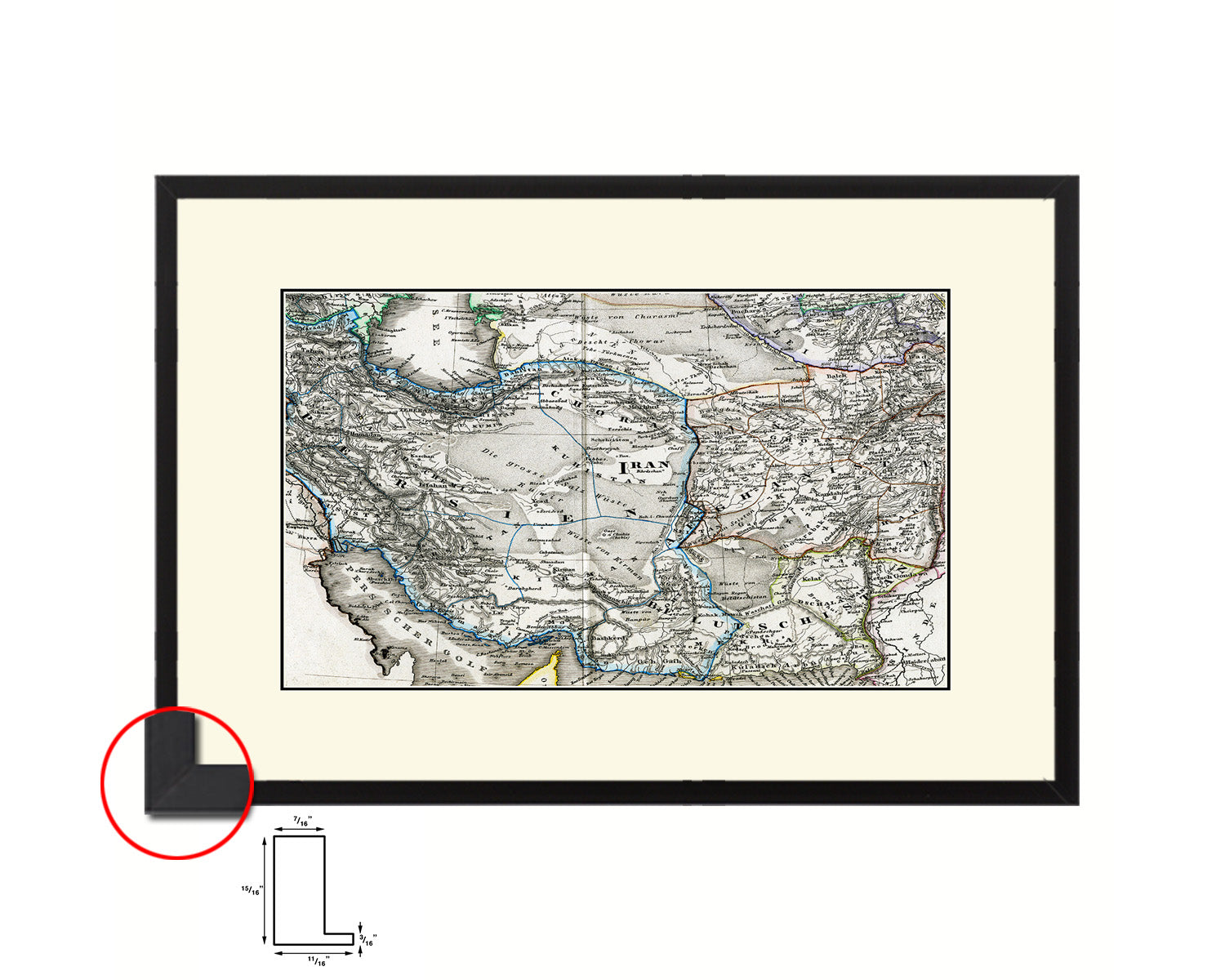 Iran Afghanistan Old Map Framed Print Art Wall Decor Gifts