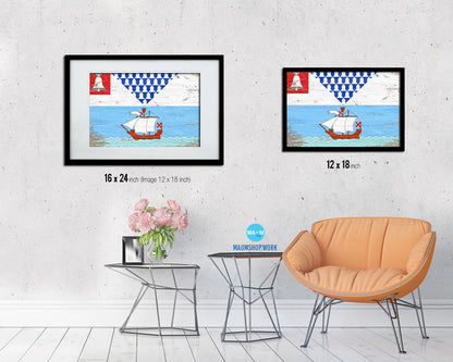 Belfast City Maine State Shabby Chic Flag Framed Prints Decor Wall Art Gifts