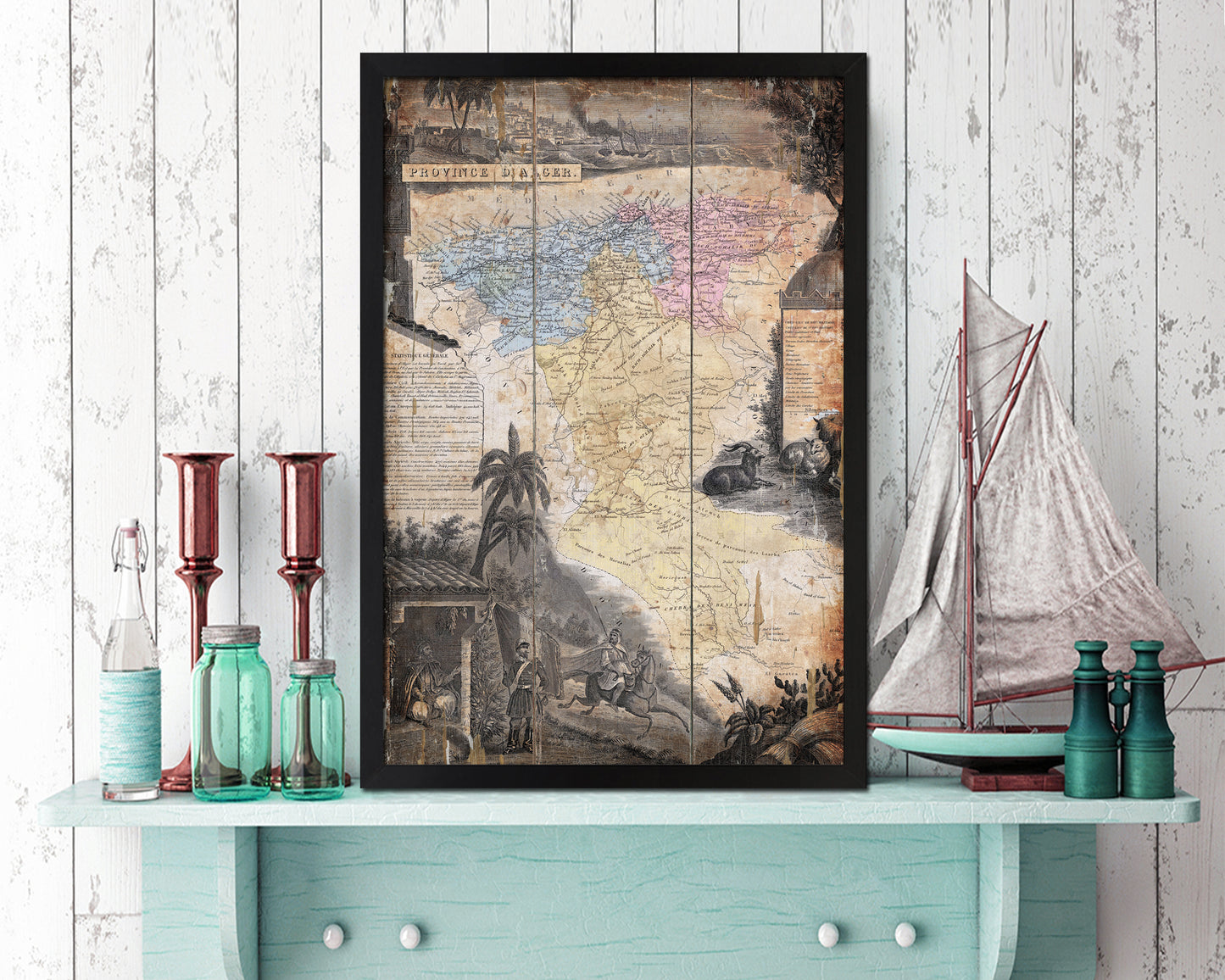 Province D'alcer Antique Map Wood Framed Print Art Wall Decor Gifts