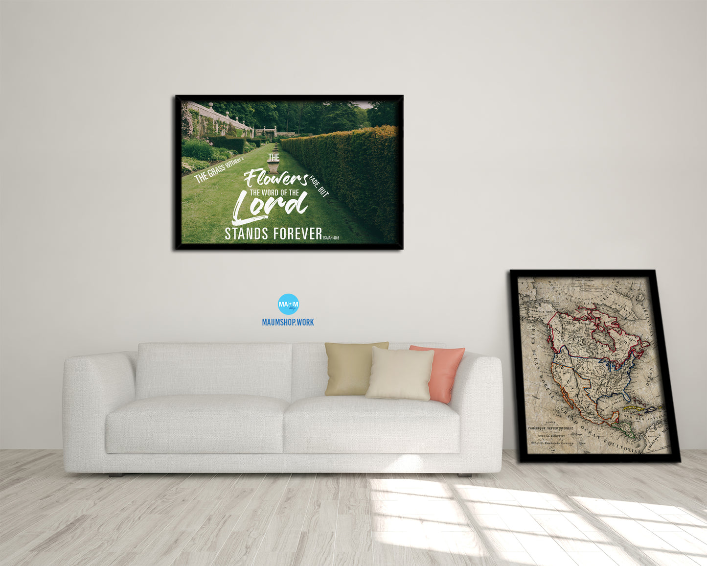 The grass withers & the flowers fade, Isaiah 40:8 Bible Verse Scripture Framed Art