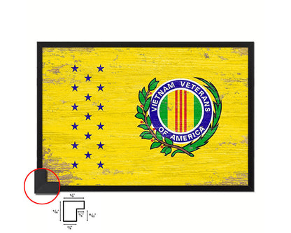 Vietnam War American Veterans Shabby Chic Military Flag Framed Print Decor Wall Art Gifts