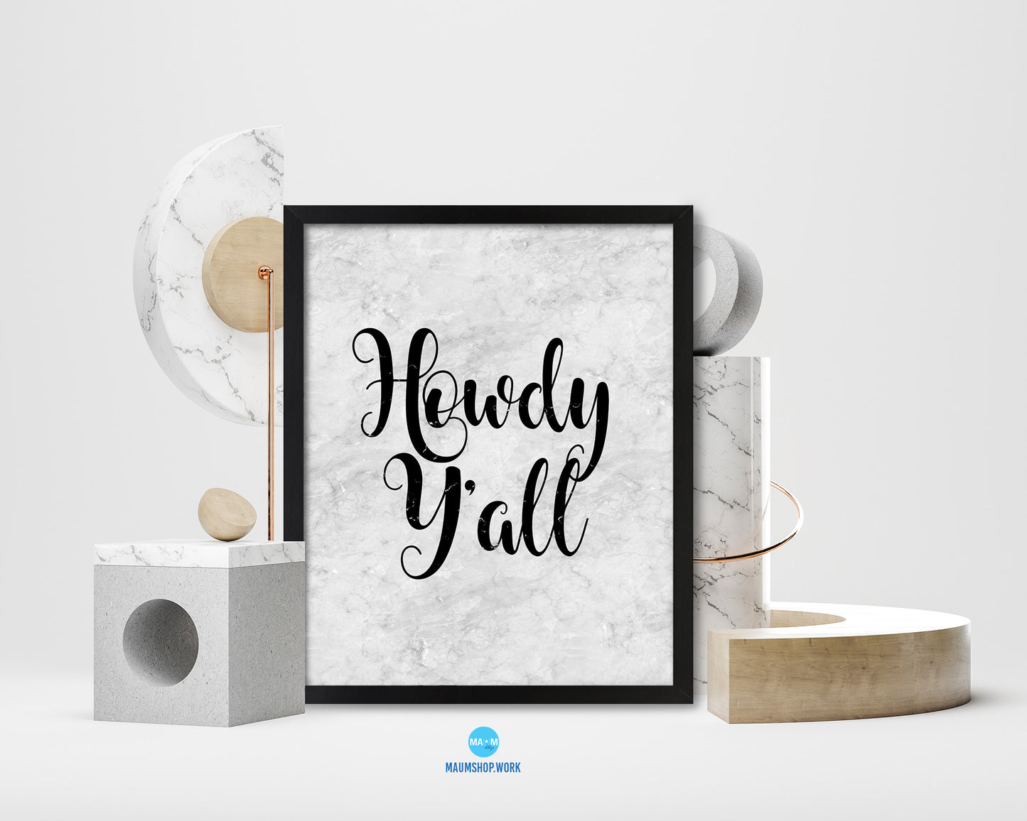 Howdy y'All Western Quote Framed Print Wall Art Decor Gifts