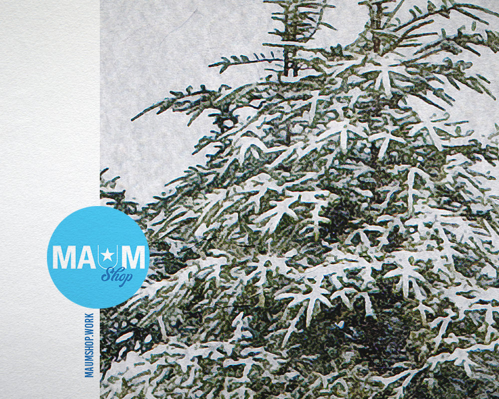 Snowy Winter Christmas Landscape Snow Frost Covered Trees Artwork Painting Print Art Frame Gifts