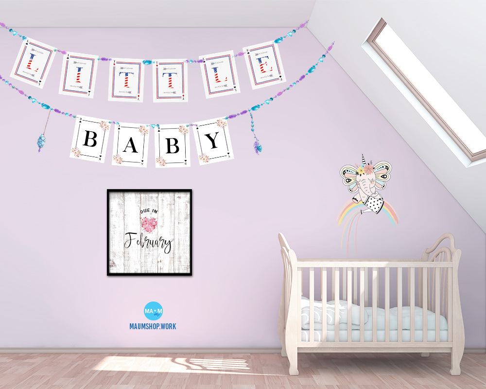Baby Due In February Pregnancy Announcement Personalized Frame Print Wall Decor Art Gifts