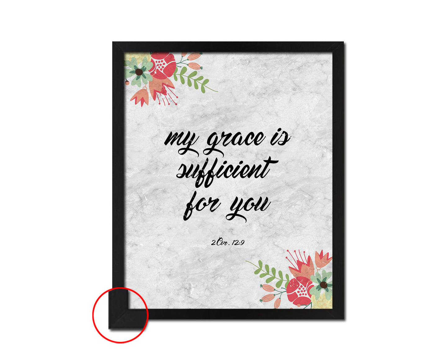 My grace is sufficient for you, 2 Corinthians 12:9 Bible Scripture Verse Framed Print Wall Art Decor Gifts