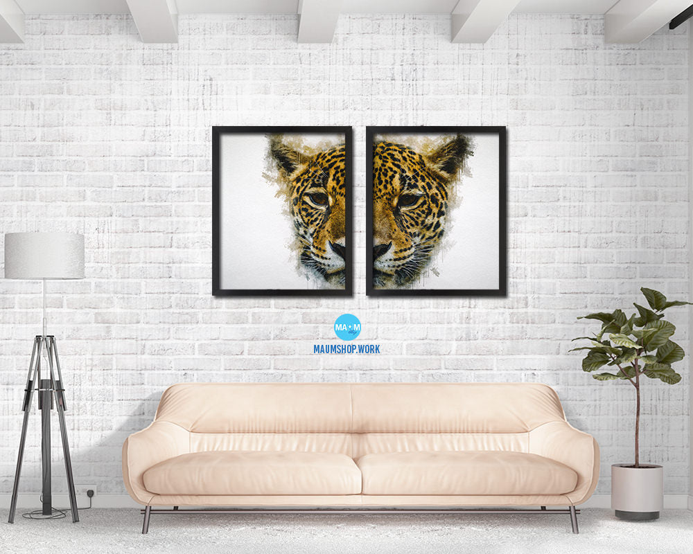 Jaguar Animal Painting Print Framed Art Home Wall Decor Gifts