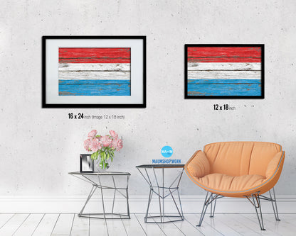 Luxembourg Country Wood Rustic National Flag Wood Framed Print Wall Art Decor Gifts