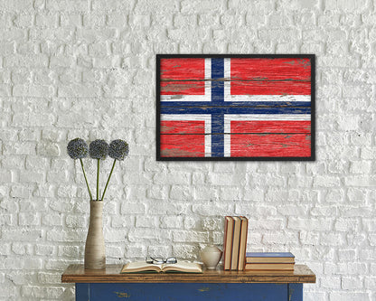 Norway Country Wood Rustic National Flag Wood Framed Print Wall Art Decor Gifts
