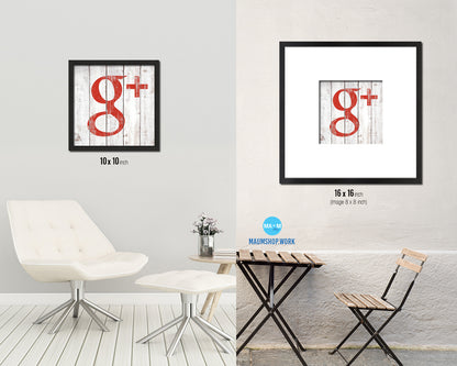Google Plus Social Media Symbol Icons logo Framed Print Shabby Chic Home Decor Wall Art Gifts
