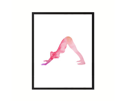 Downward Facing Dog Adho Mukha Sanasana Yoga Wood Framed Print Wall Decor Art Gifts