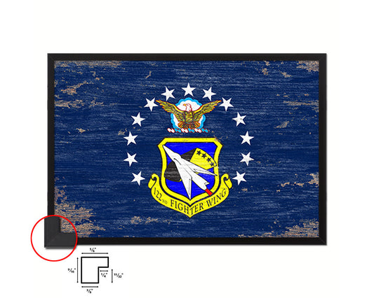 104th Fighter Wing Shabby Chic Emblem Flag Wood Framed Prints Wall Art Decor Gifts