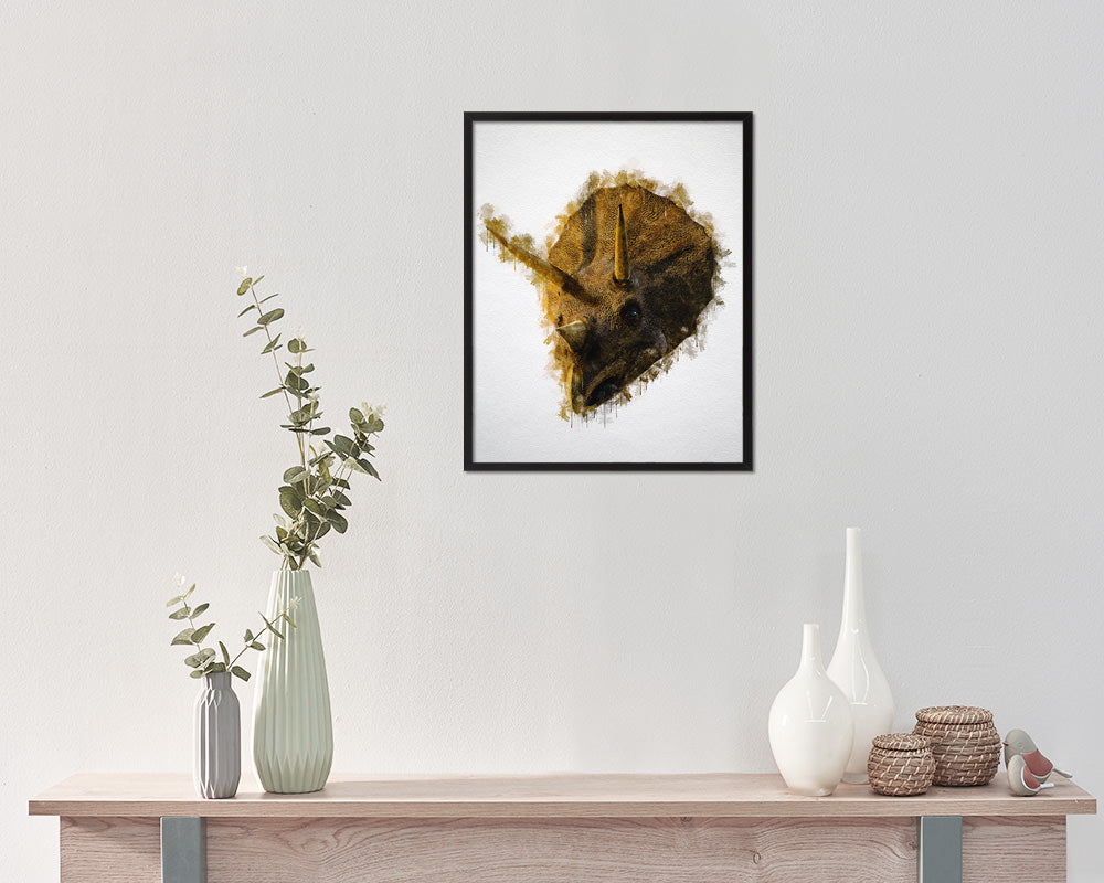 Triceratops Animal Painting Print Framed Art Home Wall Decor Gifts