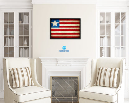 Liberia Country Vintage Flag Wood Framed Print Wall Art Decor Gifts
