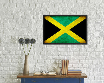 Jamaica Country Vintage Flag Wood Framed Print Wall Art Decor Gifts