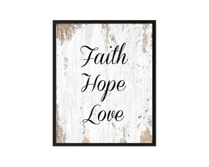 Faith Hope Love Quote Wood Framed Print Home Decor Wall Art Gifts