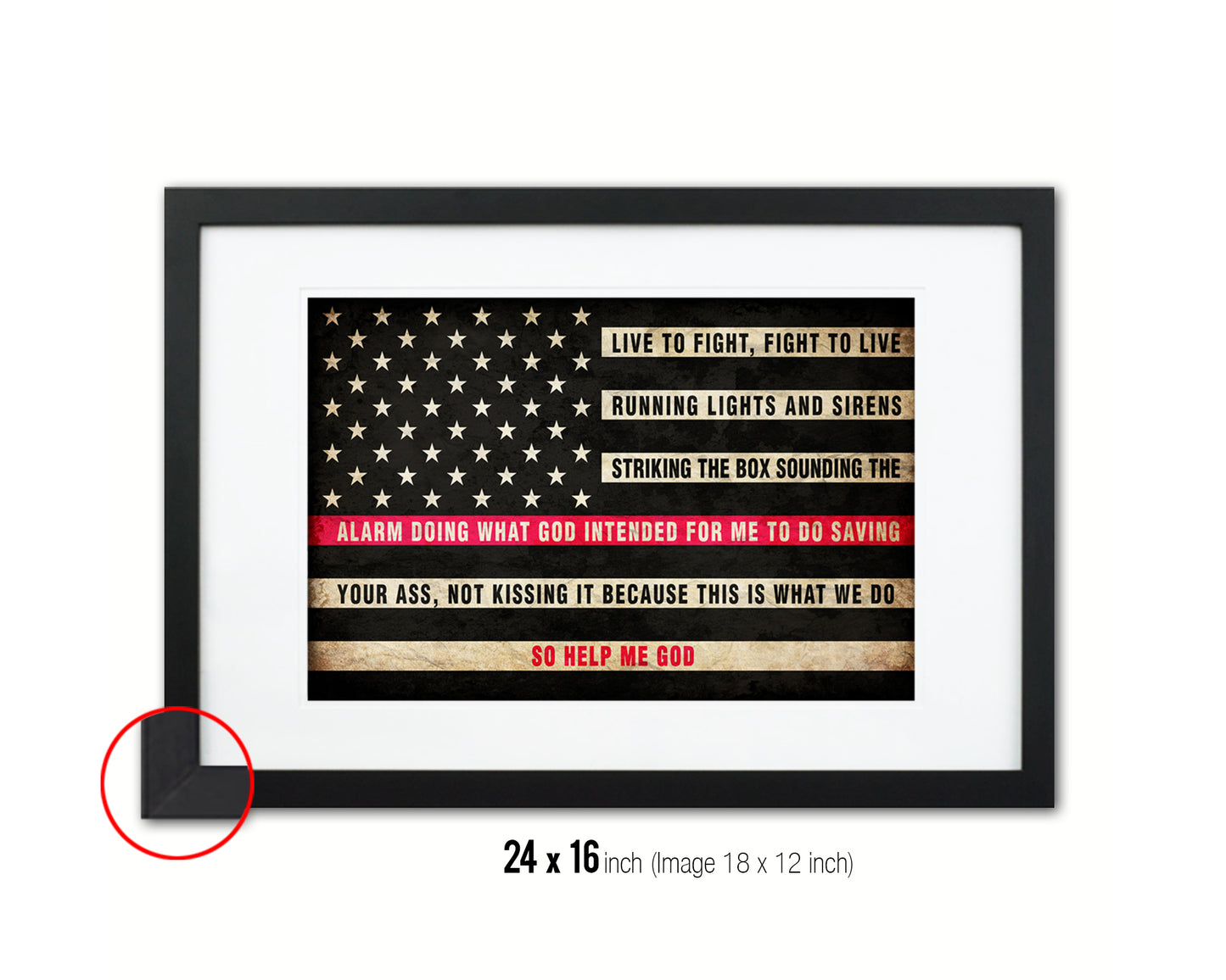 Thin Red Line Honoring Law Enforcement, Powercall Sirens Vintage Military Flag Art