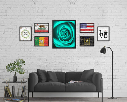 Rose Aqua Flower Wood Framed Paper Print Wall Decor Art Gifts