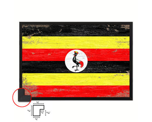 Uganda Shabby Chic Country Flag Wood Framed Print Wall Art Decor Gifts