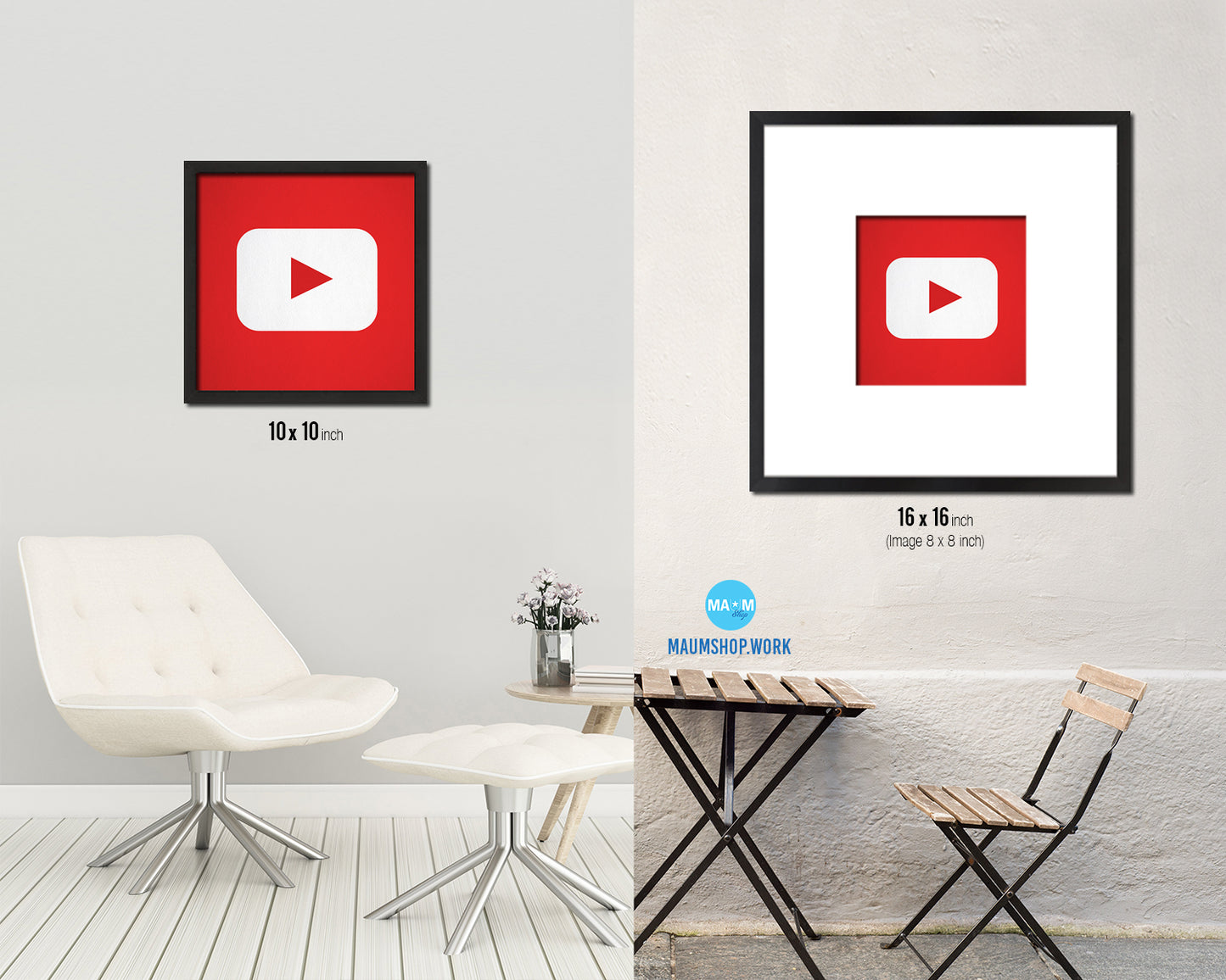 Youtube Social Media Symbol Icons logo Wood Framed Print Home Decor Wall Art Gifts