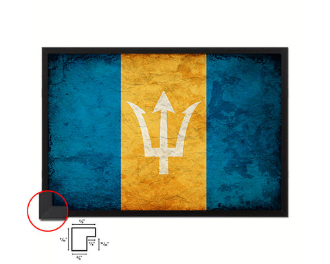 Barbados Country Vintage Flag Wood Framed Print Wall Art Decor Gifts