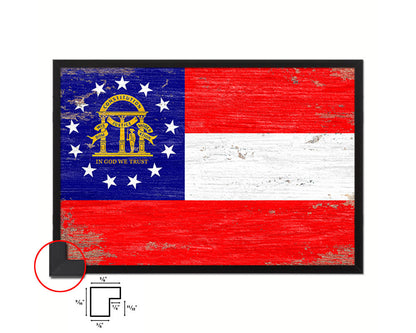 Georgia State Shabby Chic Flag Wood Framed Paper Print  Wall Art Decor Gifts