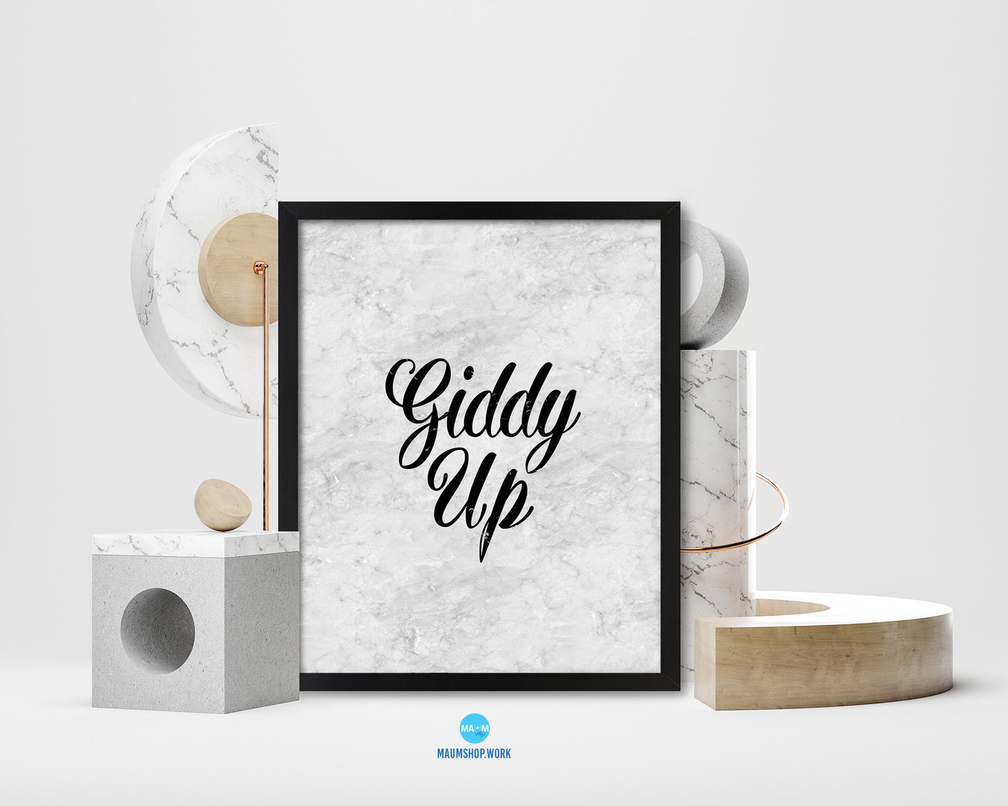 Giddy Up Western Quote Framed Print Wall Art Decor Gifts